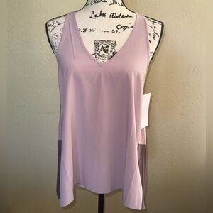 NWT Athleta Women Pink Purple Mauve Swing Forward Loose Pleated Tank Top, Small